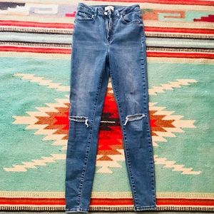 Forever 21 High-Waisted Ripped Stretch Jeans